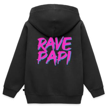 Rave Dad Techno House Electro Festival Hardstyle - Kinder Premium Organic Zip Hoodie - Schwarz - Hinten - AI Model Kid Male (0cm)