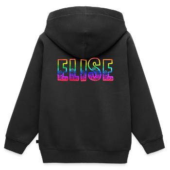 elise rs arc-en-ciel - Sweat Premium à capuche zippé enfant bio - noir - Dos - AI Model Kid Male (0cm)