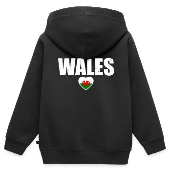 Wales Walisische Flagge Waliser - Kinder Premium Organic Zip Hoodie - Schwarz - Hinten - AI Model Kid Male (0cm)
