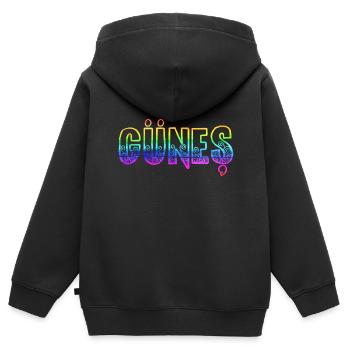 güneş rs regenbogen - Kinder Premium Organic Zip Hoodie - Schwarz - Hinten - AI Model Kid Male (0cm)