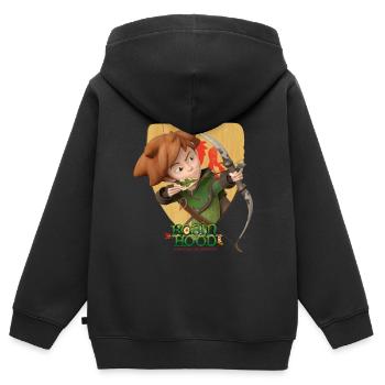 Robin Hood Schießt Mit Seinem Bogen - Kinder Premium Organic Zip Hoodie - Schwarz - Hinten - AI Model Kid Male (0cm)