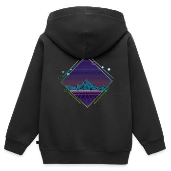 Cyber montagnes - Sweat Premium à capuche zippé enfant bio - noir - Dos - AI Model Kid Male (0cm)