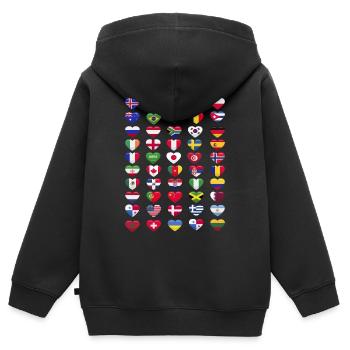 Drapeaux nationaux Drapeaux nationaux Forme du cœur - Sweat Premium à capuche zippé enfant bio - noir - Dos - AI Model Kid Male (0cm)