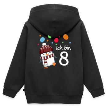 Ich bin 8 Pinguin Geburstag Design - Kinder Premium Organic Zip Hoodie - Schwarz - Hinten - AI Model Kid Male (0cm)