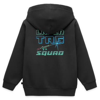 Laser Tag Squad - Sweat Premium à capuche zippé enfant bio - noir - Dos - AI Model Kid Male (0cm)
