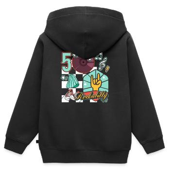 Rockabilly 50er Jahre Musik Rock N' Roll - Kinder Premium Organic Zip Hoodie - Schwarz - Hinten - AI Model Kid Male (0cm)