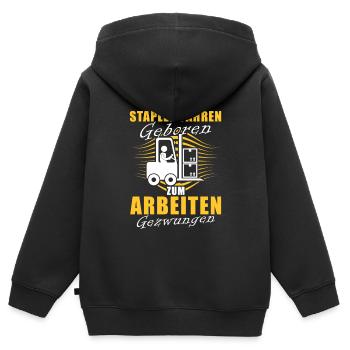 Zum Stapler Fahren Geboren Gabelstaplerfahrer - Kinder Premium Organic Zip Hoodie - Schwarz - Hinten - AI Model Kid Male (0cm)