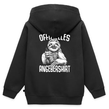 Offizielles Angebershirt Lustiges Angeber Faultier - Kinder Premium Organic Zip Hoodie - Schwarz - Hinten - AI Model Kid Male (0cm)
