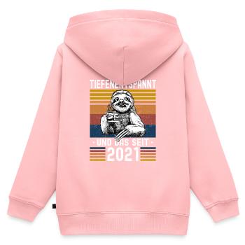 Faultier Geburtstag 2021 Geboren Jahrgang 2021 - Kinder Premium Organic Zip Hoodie - Rosa - Hinten - AI Model Kid Female (0cm)
