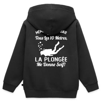 La Plongée Me Donne Soif Mer Cadeau Plongeur Apnée - Sweat Premium à capuche zippé enfant bio - noir - Dos - AI Model Kid Male (0cm)