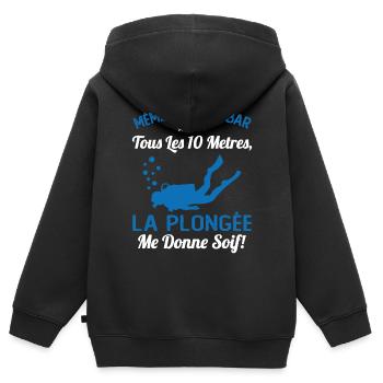 La Plongée Me Donne Soif Mer Cadeau Plongeur Apnée - Sweat Premium à capuche zippé enfant bio - noir - Dos - AI Model Kid Male (0cm)
