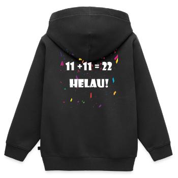 11 + 11 = 22 HELAU! *Karneval* Design - Kinder Premium Organic Zip Hoodie - Schwarz - Hinten - AI Model Kid Male (0cm)