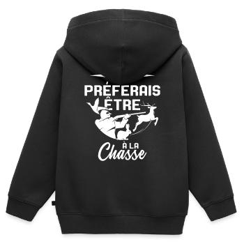 Lustige Idee eines Jagdgeschenks für einen Jäger - Kinder Premium Organic Zip Hoodie - Schwarz - Hinten - AI Model Kid Male (0cm)