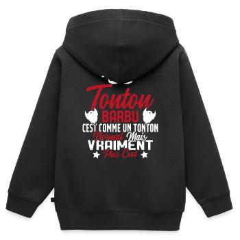 Tonton Barbu Humour Cadeau Onlce - Sweat Premium à capuche zippé enfant bio - noir - Dos - AI Model Kid Male (0cm)