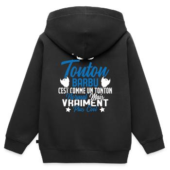Tonton Barbu Humour Cadeau Onlce - Sweat Premium à capuche zippé enfant bio - noir - Dos - AI Model Kid Male (0cm)
