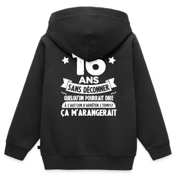 16 ans anniversaire 16 anniversaire cadeau 16 ans - Sweat Premium à capuche zippé enfant bio - noir - Dos - AI Model Kid Male (0cm)