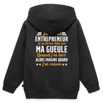 Je suis entrepreneur je ne ferme pas ma gueule - Sweat Premium à capuche zippé enfant bio - noir - Dos - AI Model Kid Male (0cm)
