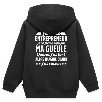 Je suis entrepreneur je ne ferme pas ma gueule - Sweat Premium à capuche zippé enfant bio - noir - Dos - AI Model Kid Male (0cm)