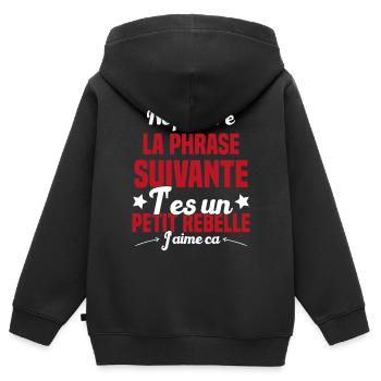 Ne pas lire la phrase suivante - Sweat Premium à capuche zippé enfant bio - noir - Dos - AI Model Kid Male (0cm)