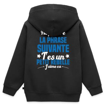 Ne pas lire la phrase suivante - Sweat Premium à capuche zippé enfant bio - noir - Dos - AI Model Kid Male (0cm)