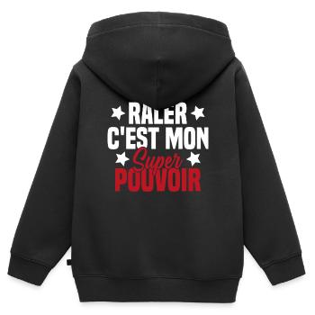 RALER C'EST MON SUPER POUVOIR - Sweat Premium à capuche zippé enfant bio - noir - Dos - AI Model Kid Male (0cm)