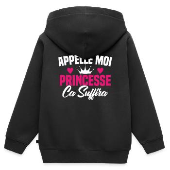 HUMOUR APPELLE MOI PRINCESSE - Sweat Premium à capuche zippé enfant bio - noir - Dos - AI Model Kid Male (0cm)