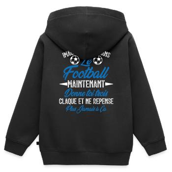 imagine la vie sans le football - humour - Sweat Premium à capuche zippé enfant bio - noir - Dos - AI Model Kid Male (0cm)