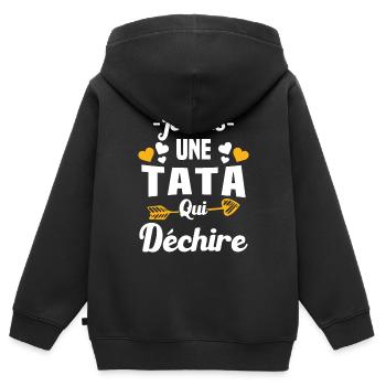 Je suis une Tata qui déchire - Sweat Premium à capuche zippé enfant bio - noir - Dos - AI Model Kid Male (0cm)