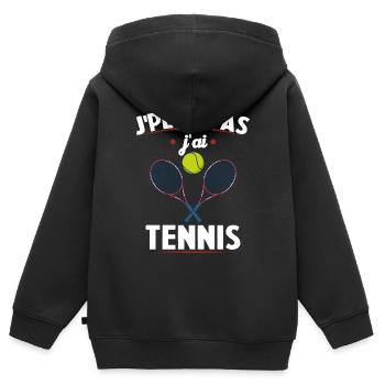 Je Peux Pas J'ai Tennis Cadeau Joueur De Tennis - Sweat Premium à capuche zippé enfant bio - noir - Dos - AI Model Kid Male (0cm)