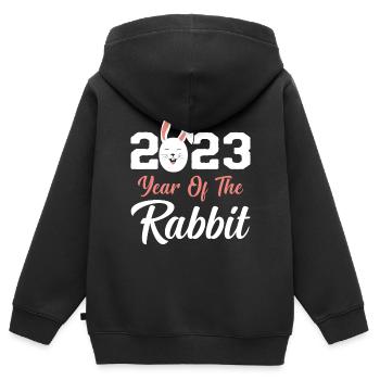 Jahr des Kaninchens Chinesisches Neujahr 2023 - Kinder Premium Organic Zip Hoodie - Schwarz - Hinten - AI Model Kid Male (0cm)
