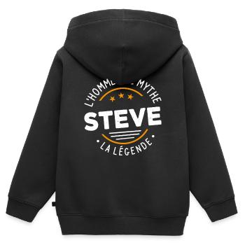 Steve L'Homme Le Mythe La Légende - Sweat Premium à capuche zippé enfant bio - noir - Dos - AI Model Kid Male (0cm)