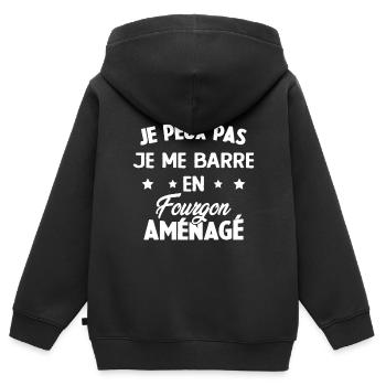 J'peux pas j'me barre en fourgon aménagé - Sweat Premium à capuche zippé enfant bio - noir - Dos - AI Model Kid Male (0cm)