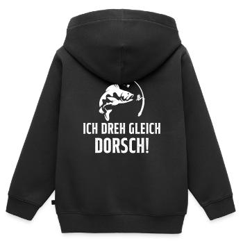 Je Suis Sur Le Point De Tourner La Morue Pêcheur - Sweat Premium à capuche zippé enfant bio - noir - Dos - AI Model Kid Male (0cm)