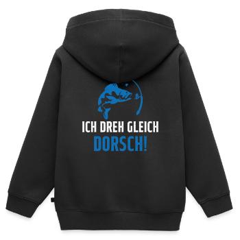 Je Suis Sur Le Point De Tourner La Morue Pêcheur - Sweat Premium à capuche zippé enfant bio - noir - Dos - AI Model Kid Male (0cm)