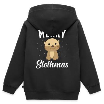 Faultier Weihnachten Weihnachtsgeschenk - Kinder Premium Organic Zip Hoodie - Schwarz - Hinten - AI Model Kid Male (0cm)