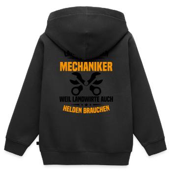 Mécanicien en machines agricoles Tracteur - Sweat Premium à capuche zippé enfant bio - noir - Dos - AI Model Kid Male (0cm)