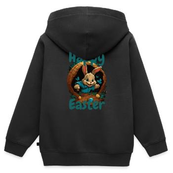 happy Easter Easter in the Easter basket Easter - Kids Premium Organic Zip-up Hoodie - black - Back - AI Model Kid Male (0cm)