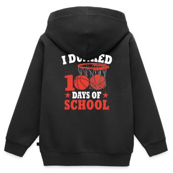 100 jours d'école Basket Cadeau Pour Enfants - Sweat Premium à capuche zippé enfant bio - noir - Dos - AI Model Kid Male (0cm)