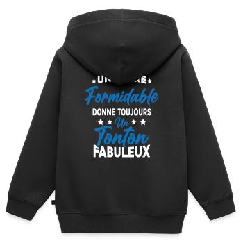 Un Frère Formidable - Un Tonton Fabuleux - Sweat Premium à capuche zippé enfant bio - noir - Dos - AI Model Kid Male (0cm)