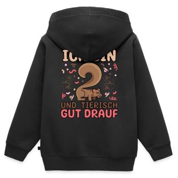 2. Geburtstags Party Ich bin 2 Eichhörnchen - Kinder Premium Organic Zip Hoodie - Schwarz - Hinten - AI Model Kid Male (0cm)
