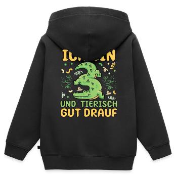 3. Geburtstag Party Ich bin 3 Krokodil - Kinder Premium Organic Zip Hoodie - Schwarz - Hinten - AI Model Kid Male (0cm)