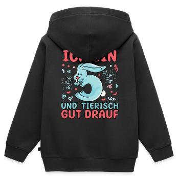 5. Geburtstag Party Ich bin 5 Hase - Kinder Premium Organic Zip Hoodie - Schwarz - Hinten - AI Model Kid Male (0cm)
