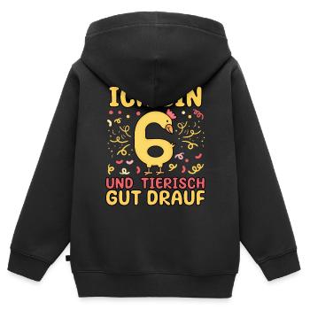 6. Geburtstag Party Ich bin 6 Huhn - Kinder Premium Organic Zip Hoodie - Schwarz - Hinten - AI Model Kid Male (0cm)