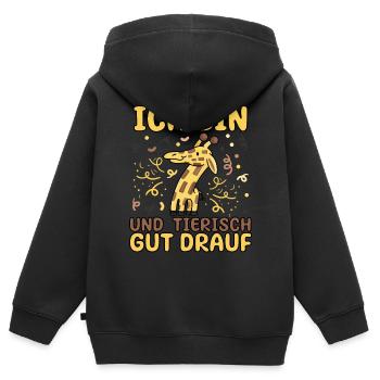 7. Geburtstag Party Ich bin 7 Giraffe - Kinder Premium Organic Zip Hoodie - Schwarz - Hinten - AI Model Kid Male (0cm)
