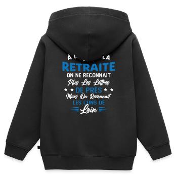 Avec l'age on reconnaît les cons de loin - Sweat Premium à capuche zippé enfant bio - noir - Dos - AI Model Kid Male (0cm)