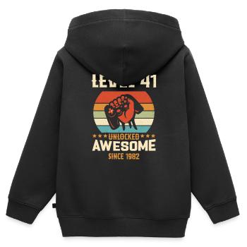 Level 41 komplettes Geburtstagsgeschenk von 1982 - Kinder Premium Organic Zip Hoodie - Schwarz - Hinten - AI Model Kid Male (0cm)