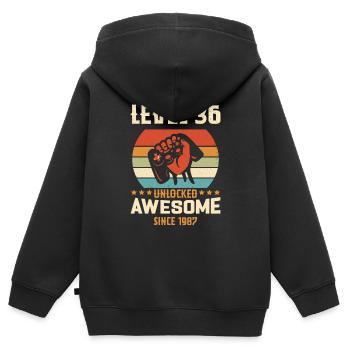 Level 36 komplettes Geburtstagsgeschenk von 1987 - Kinder Premium Organic Zip Hoodie - Schwarz - Hinten - AI Model Kid Male (0cm)