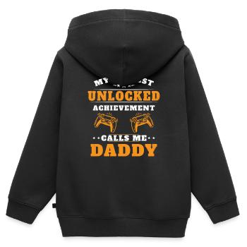 Ma plus haute réussite débloquée m'appelle papy - Sweat Premium à capuche zippé enfant bio - noir - Dos - AI Model Kid Male (0cm)