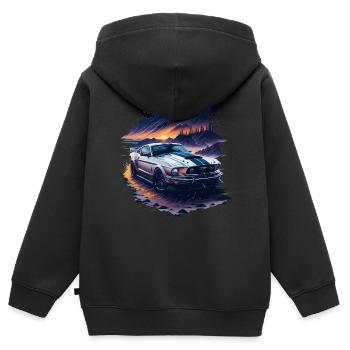 Sportwagen - Kinder Premium Organic Zip Hoodie - Schwarz - Hinten - AI Model Kid Male (0cm)