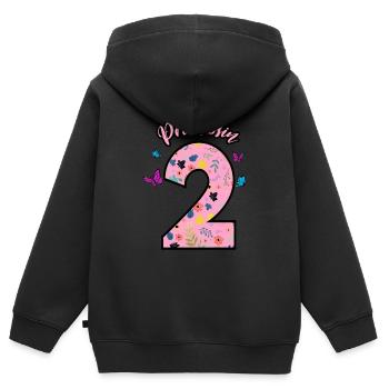 2. Geburtstag 2 Jahre alt Prinzessin - Kinder Premium Organic Zip Hoodie - Schwarz - Hinten - AI Model Kid Male (0cm)
